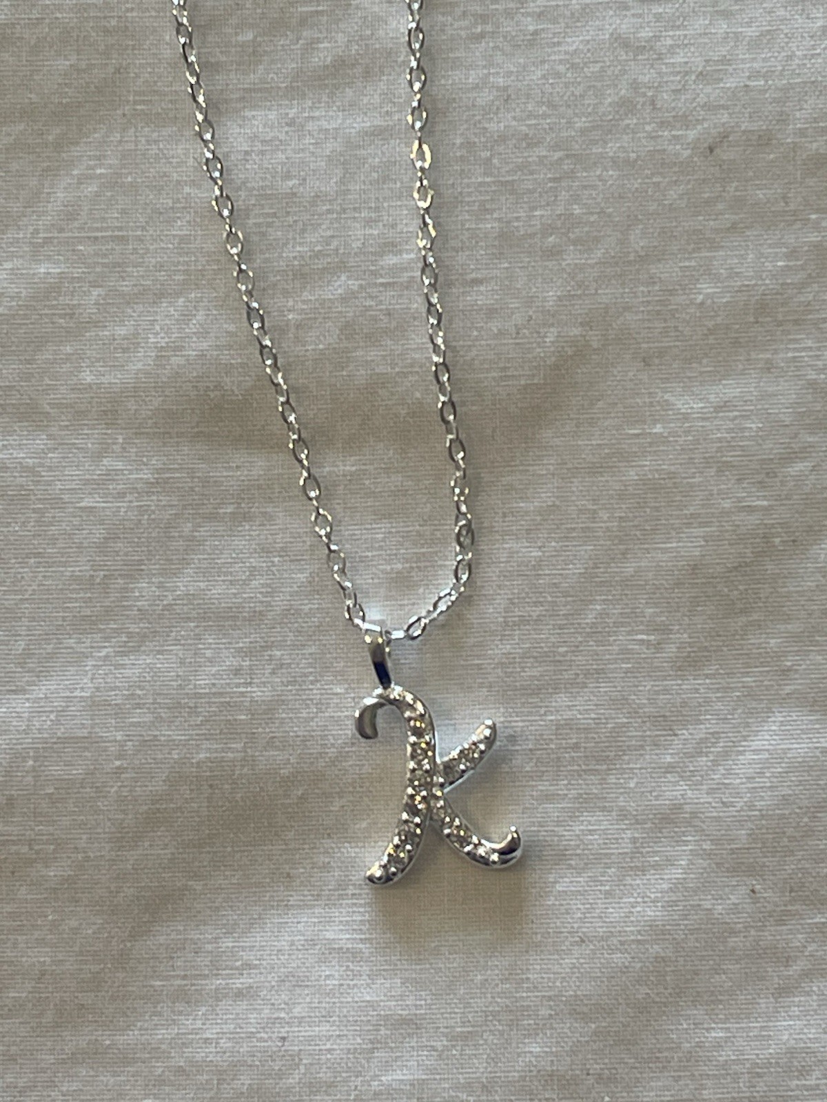 925 Sterling Silver Initial Necklaces For Women K Letter, 18 Inch Cable Chain