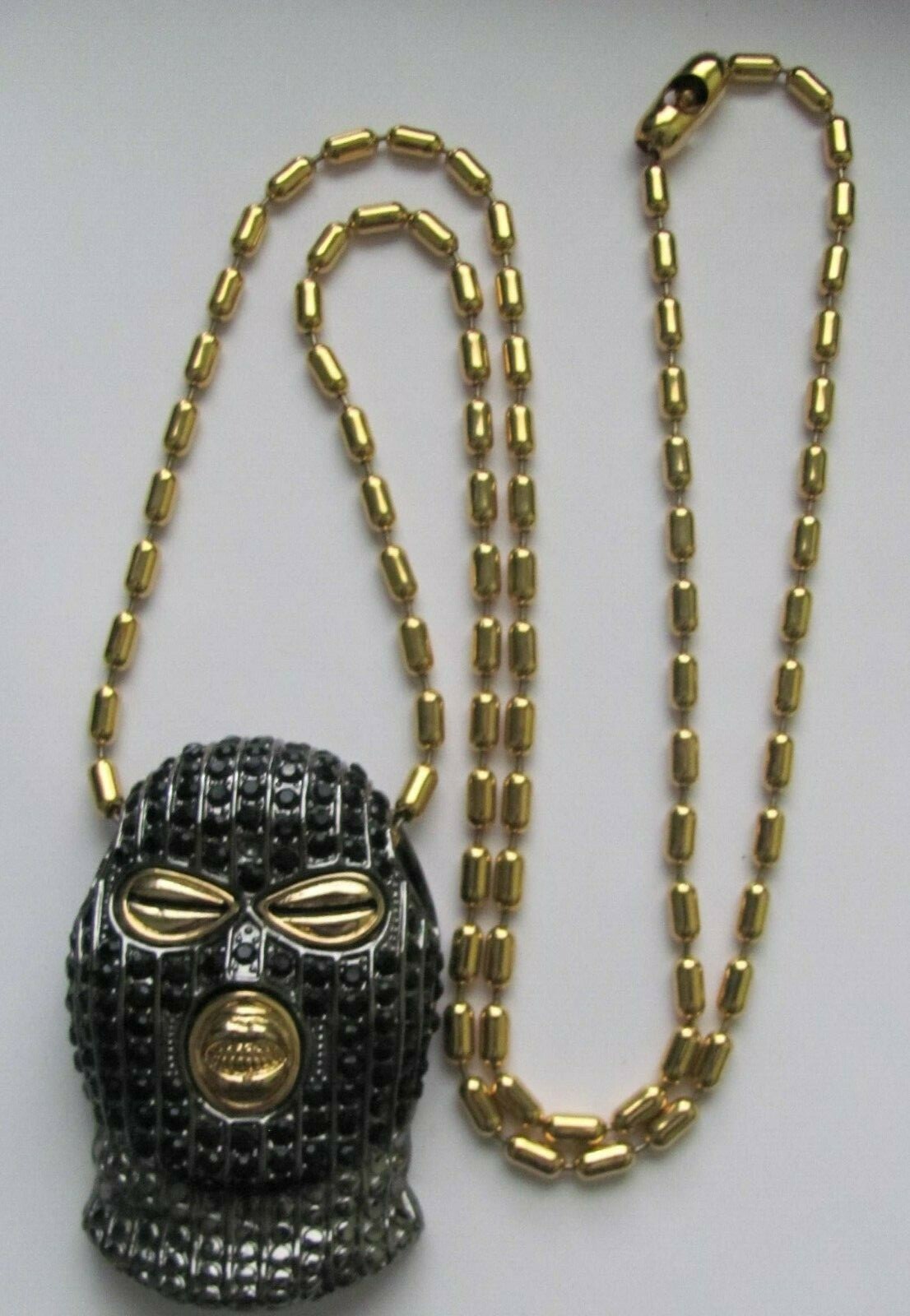 Goon mask joker batman hiphop Lrg Black CZ charm+chain