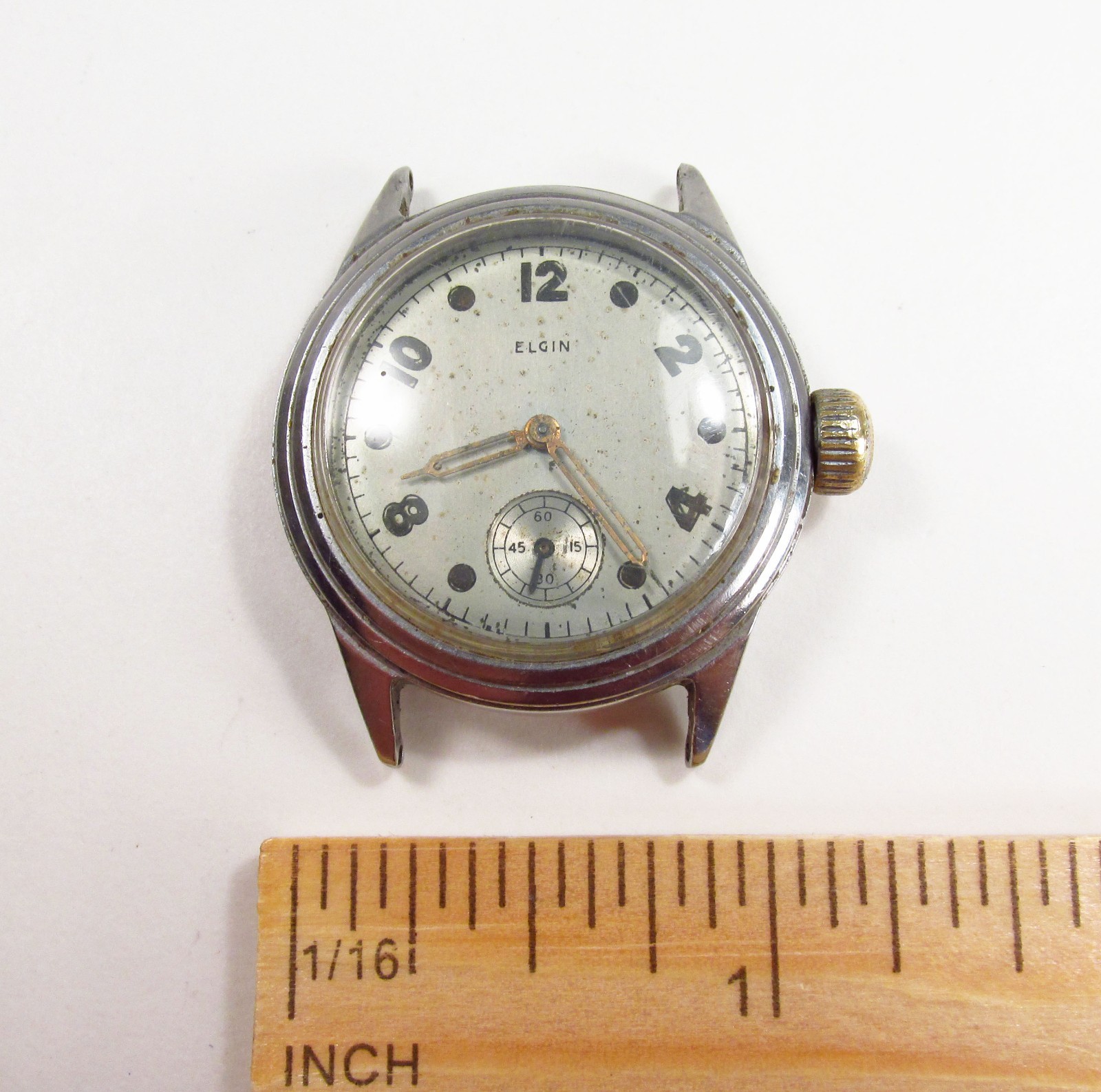 Vintage 1942 Elgin USA 15J Grade 554 WWII Military Style Mens Wrist Watch As-Is
