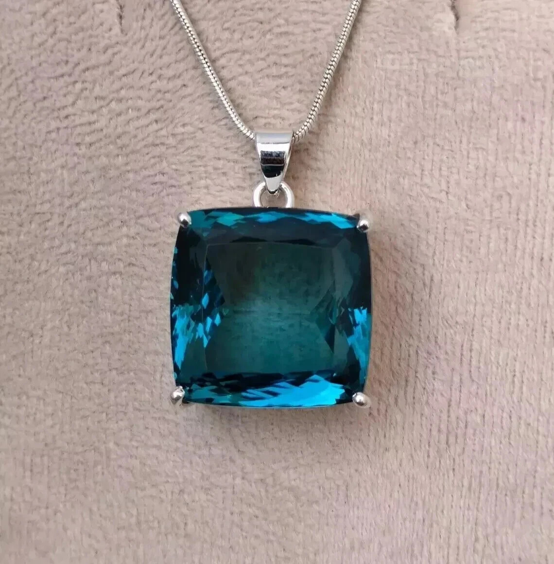 79.80 Ct London Blue Topaz Pendant Sterling Silver Pendant Gemstone Jewelry