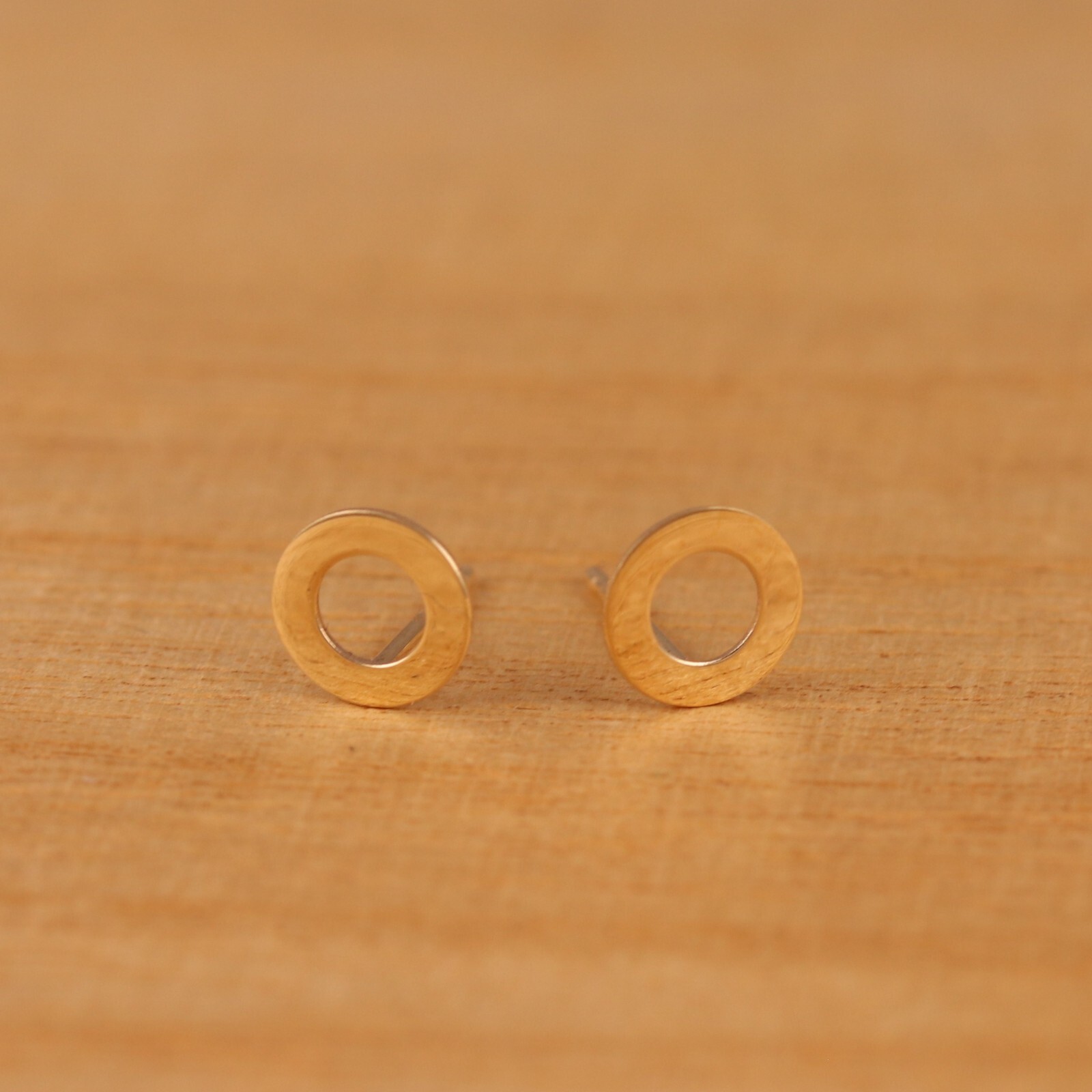 Genuine 9ct Gold Open Circle Stud Earrings 7mm Diameter a Pair Gift Boxed