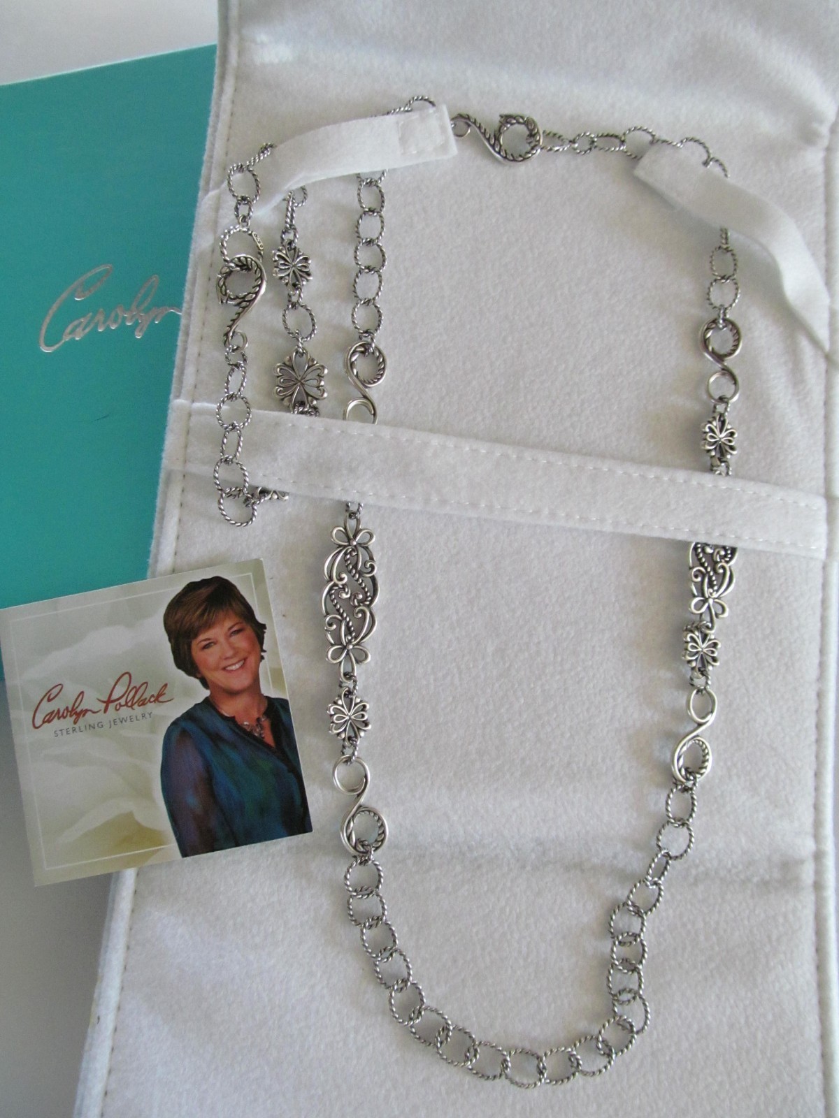 Carolyn Pollack Sterling Silver Scroll Link 24” Necklace & 8” Bracelet Set 40.g