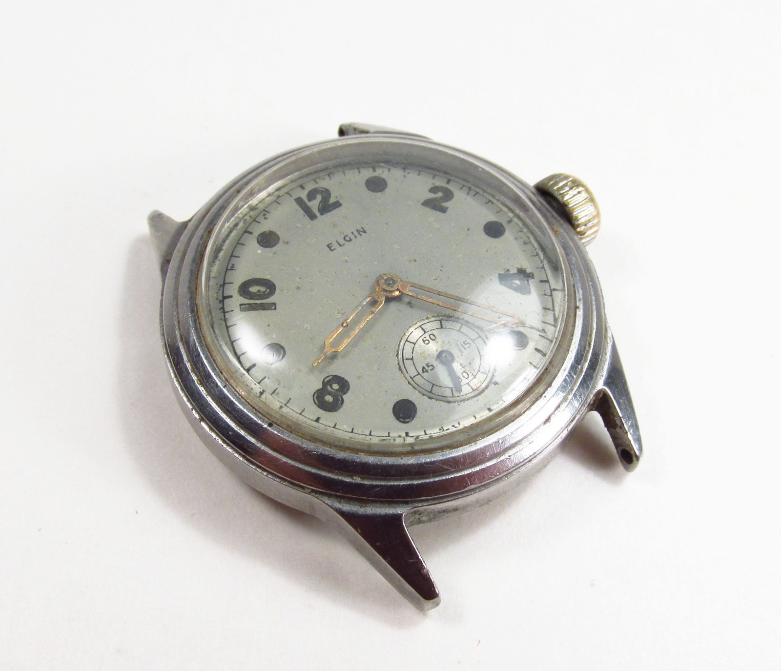 Vintage 1942 Elgin USA 15J Grade 554 WWII Military Style Mens Wrist Watch As-Is