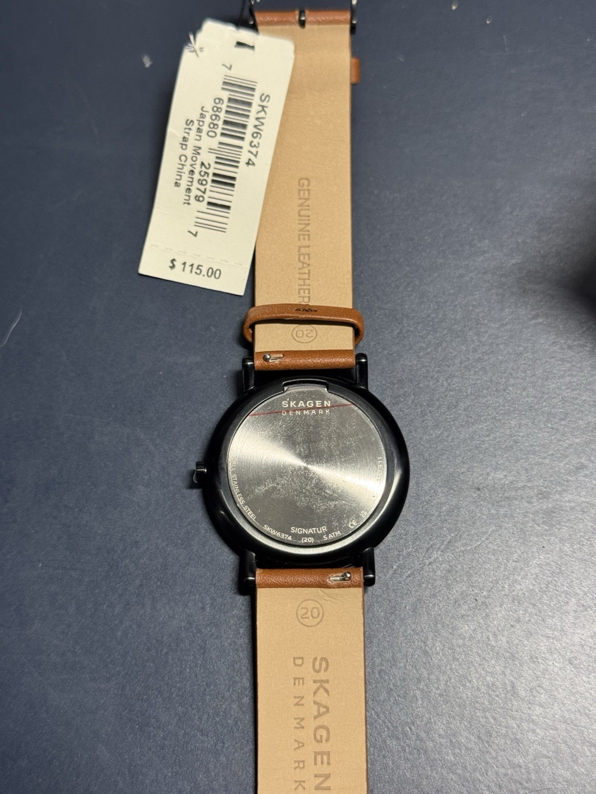 Skagen Men’s Quartz 50m White Dial Black Case Brown Leather Strap 40mm case