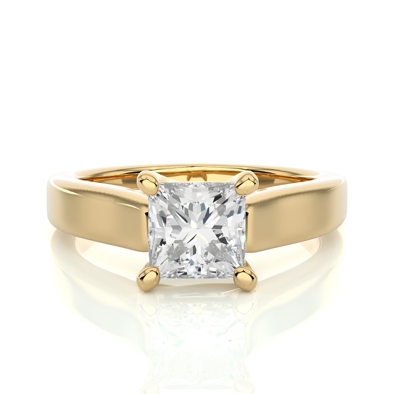 1.00 CT Princess Cut VSSI Lab Grown Diamond Women’s Wedding Ring 14k Yellow Gold