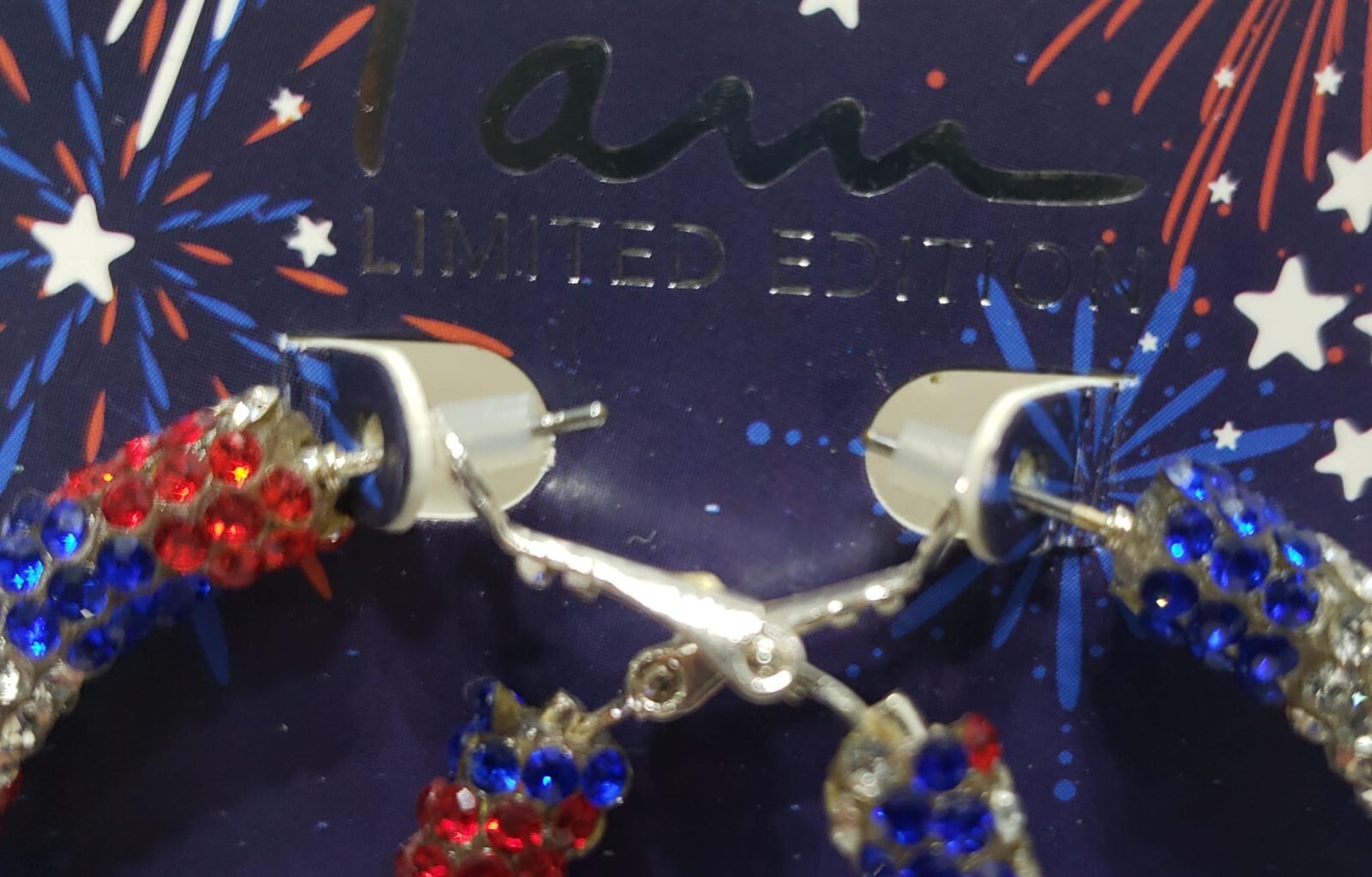 I Am Limited Edition Patriotic Red White Blue Round Earring