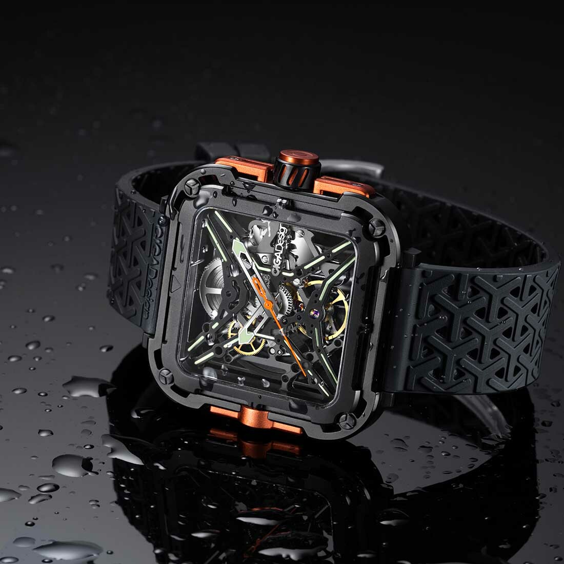 CIGA Design X Series Automatic Openworked Steel Square Black Men’s Watch
