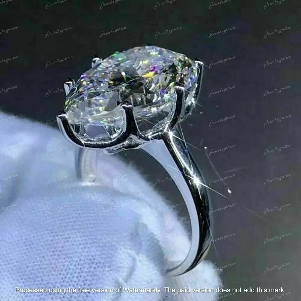 3Ct Pear Cut Lab Created Diamond Solitaire Engagement Ring 14k White Gold Plated