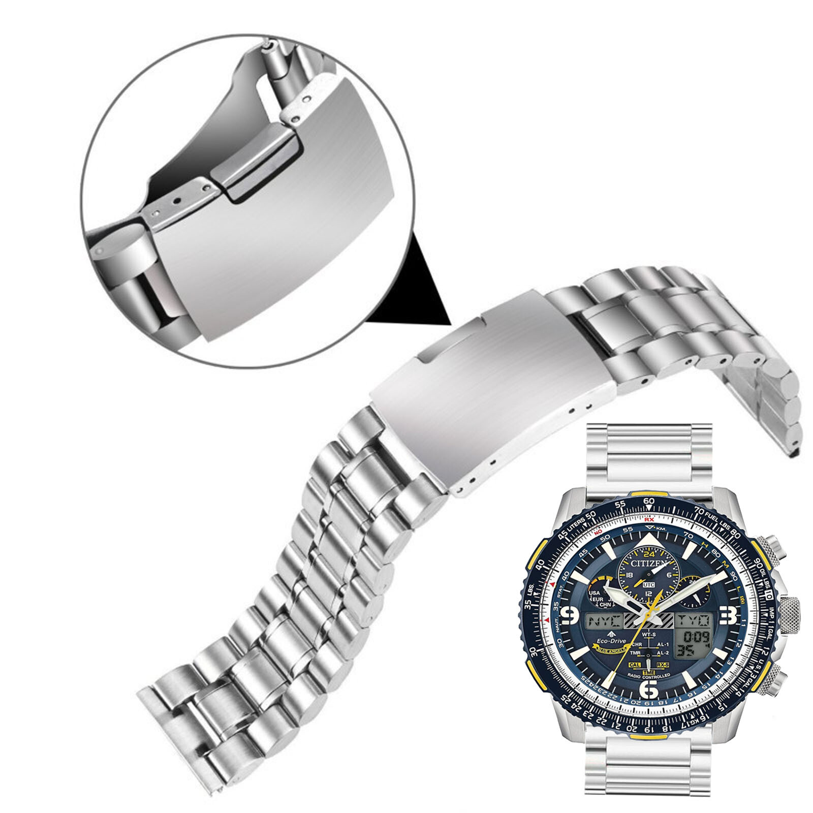 For Citizen Skyhawk JY8078-01L U680-S115701 Stainless Steel Watch Band Strap