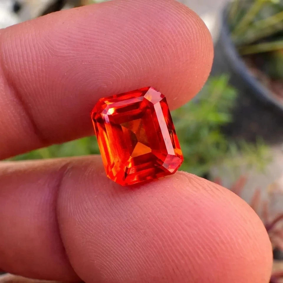 AAA+ 13.20 ct flawless sapphire orange emerald cut loose gemstone EGL Certified