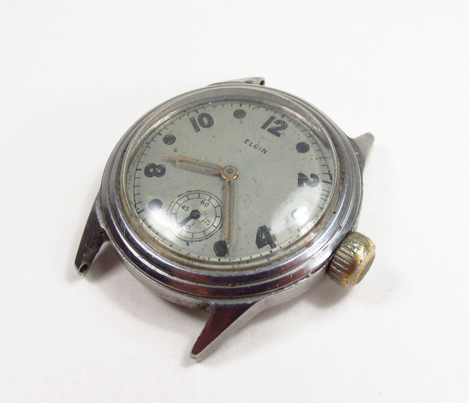 Vintage 1942 Elgin USA 15J Grade 554 WWII Military Style Mens Wrist Watch As-Is