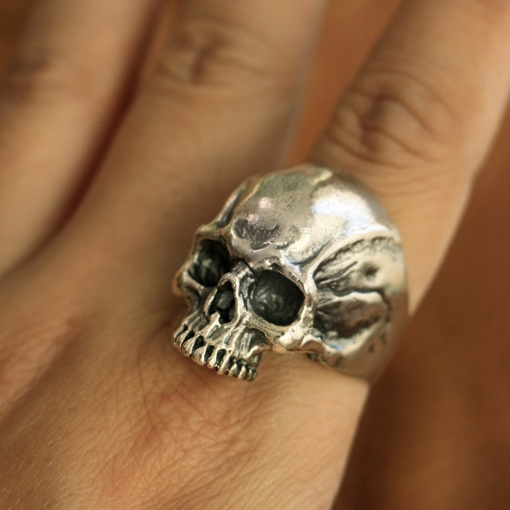 925 Sterling Silver Details Skull Ring Biker Punk Jewelry TA102A US Size 7~15