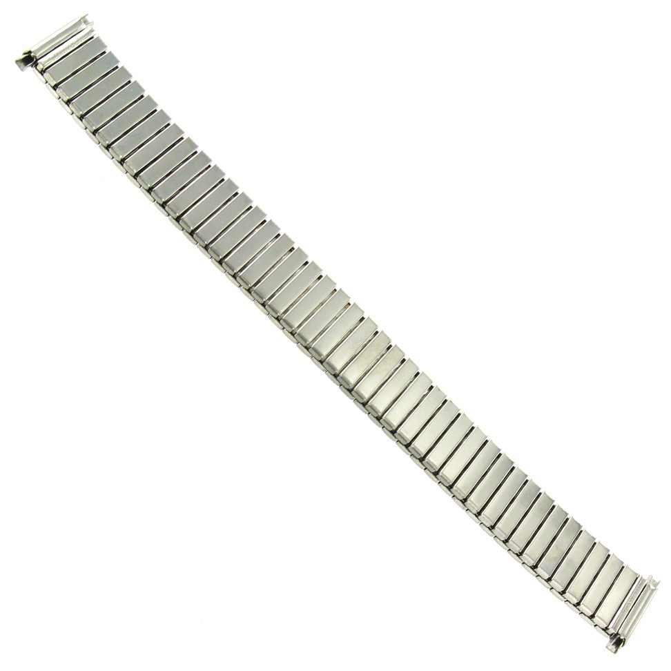 15-19mm Gilden Twist-O-Flex Shiny Silver Stainless Steel Watch Band Reg 512-S