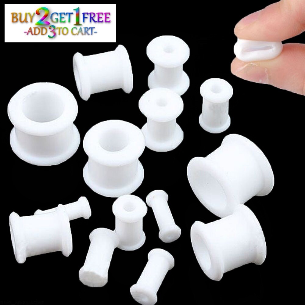 Pair 12g-50mm PINK SILICONE FLAT FLARE TUNNELS Double Gauges Thin Flesh 1012