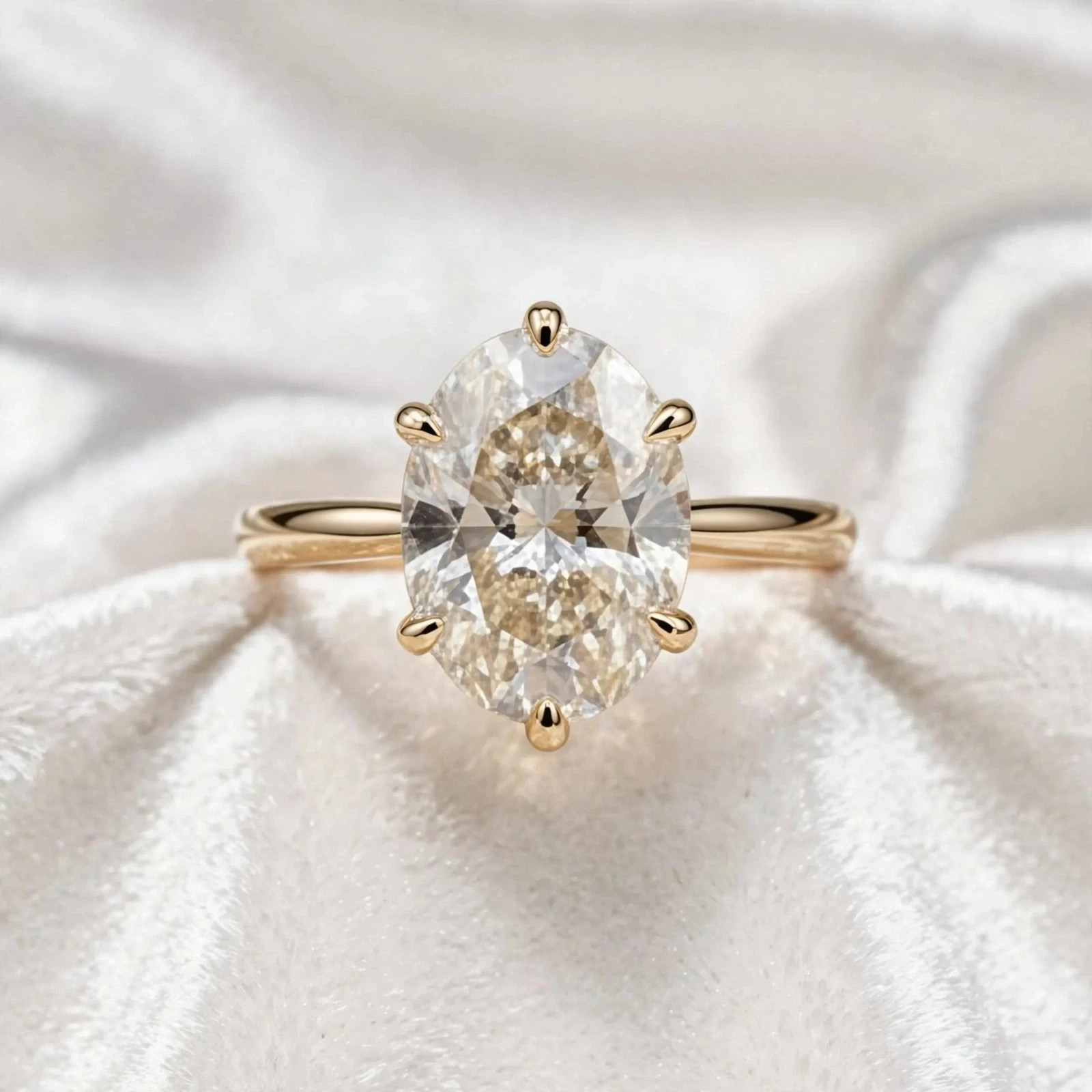 2.0Ct oval Cut moissanite Six prong Solitaire Engagement Ring 14k gold Plated