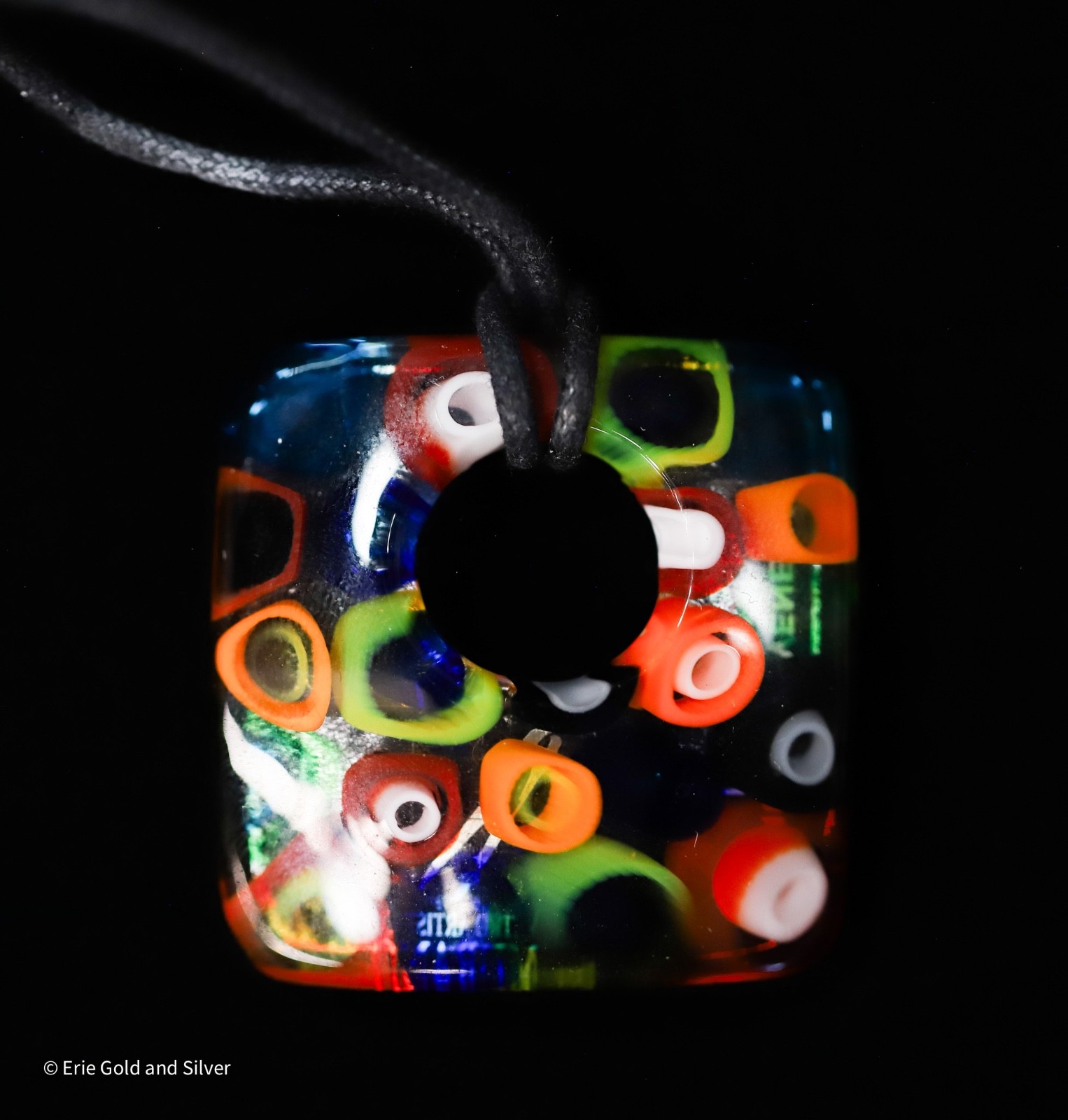 Vetro Artistico Murano Colorful Glass Pendant W/ Corded Chain