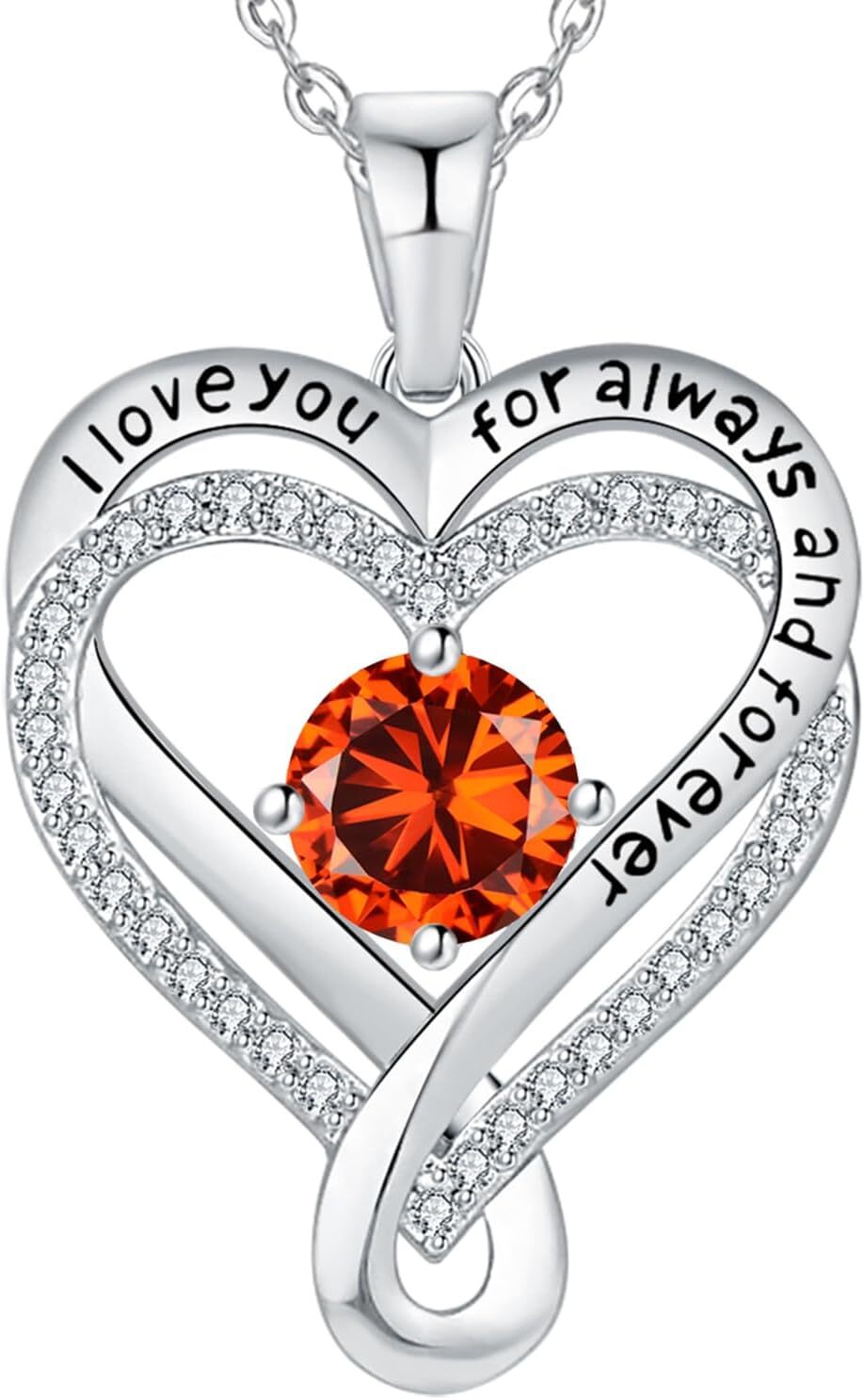 925 Sterling Silver Infinity Love Heart Necklace for Women Birthstone Necklaces