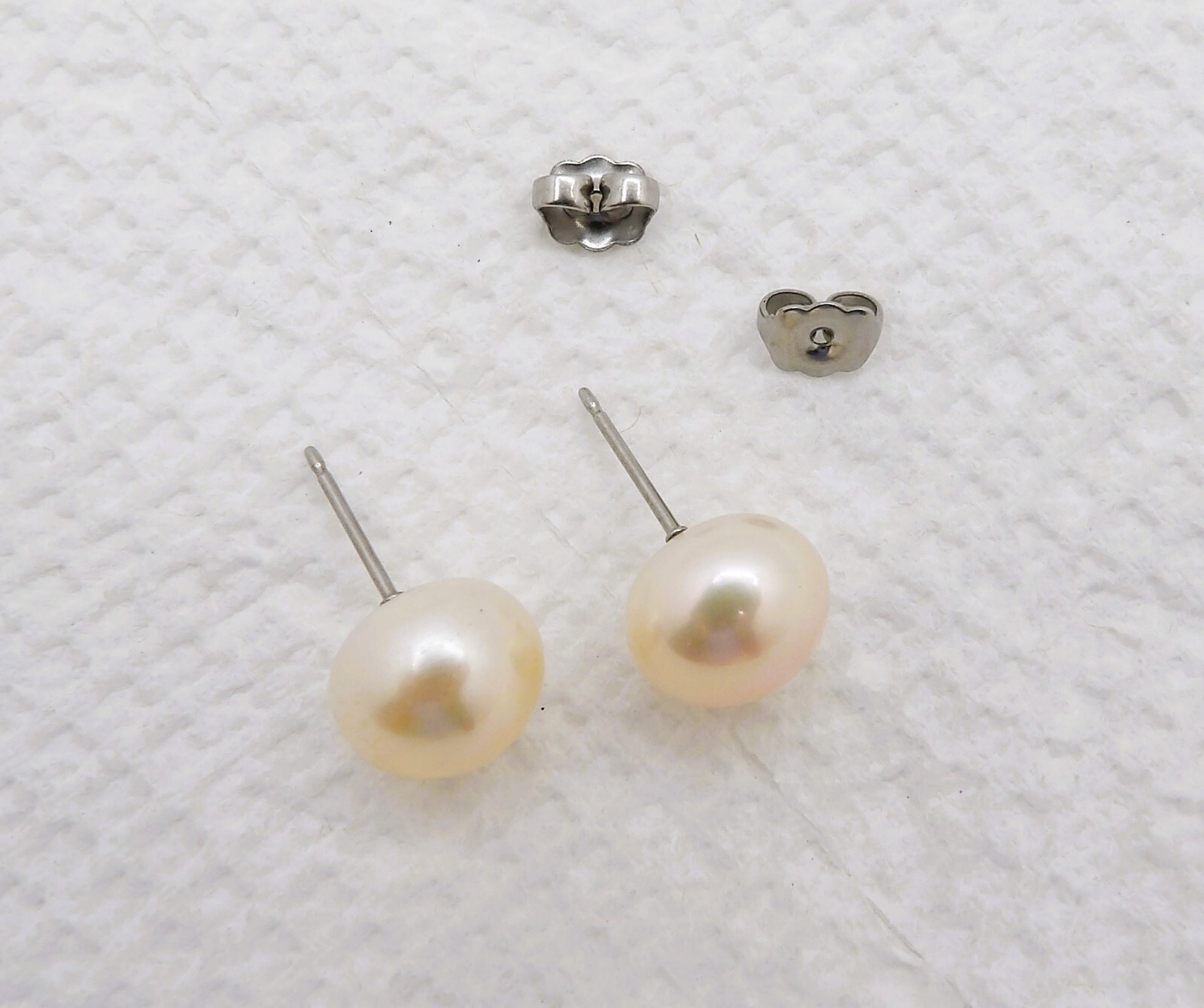 10.2 MM NATURAL PASTEL BUTTON GENUINE FRESHWATER PEARL JEWELRY EARRINGS ER036#10