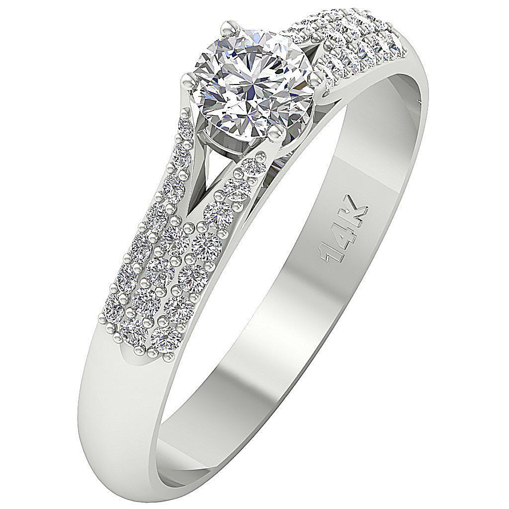 Solitaire Engagement Lab Grown Diamond Ring VS F 0.90 Ct 14K White Gold 4.90MM