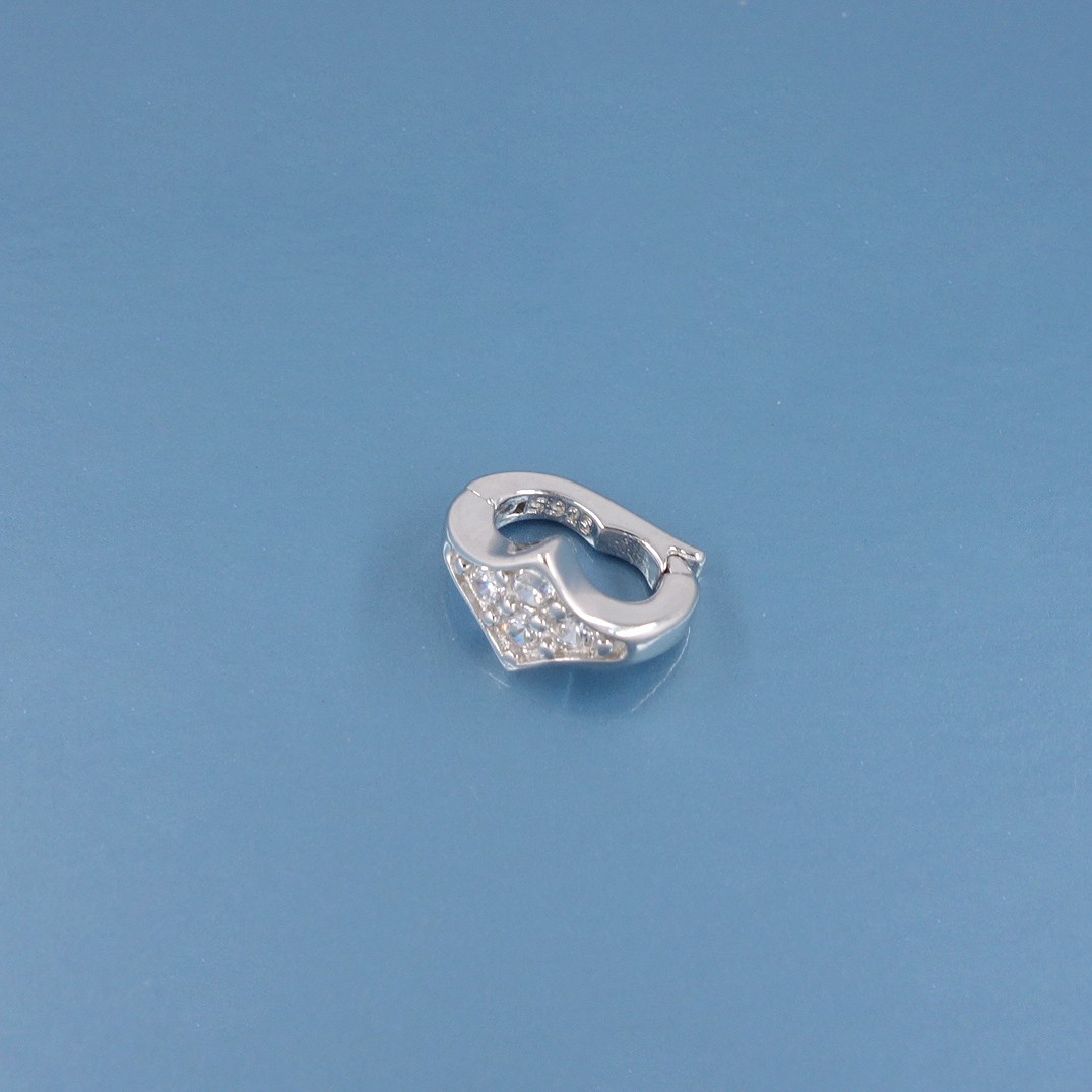 Sterling Silver CZ Curved Rhombus Hinged Pendant Bail Connector Shortener #33343