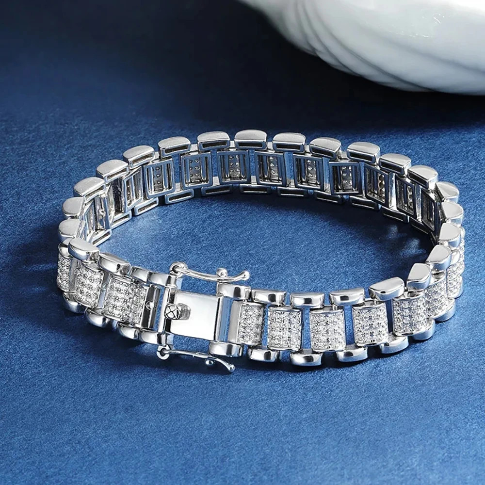 Luxury D Color VVS Moissanite Bracelet 925 Silver 7.5 Inches WG