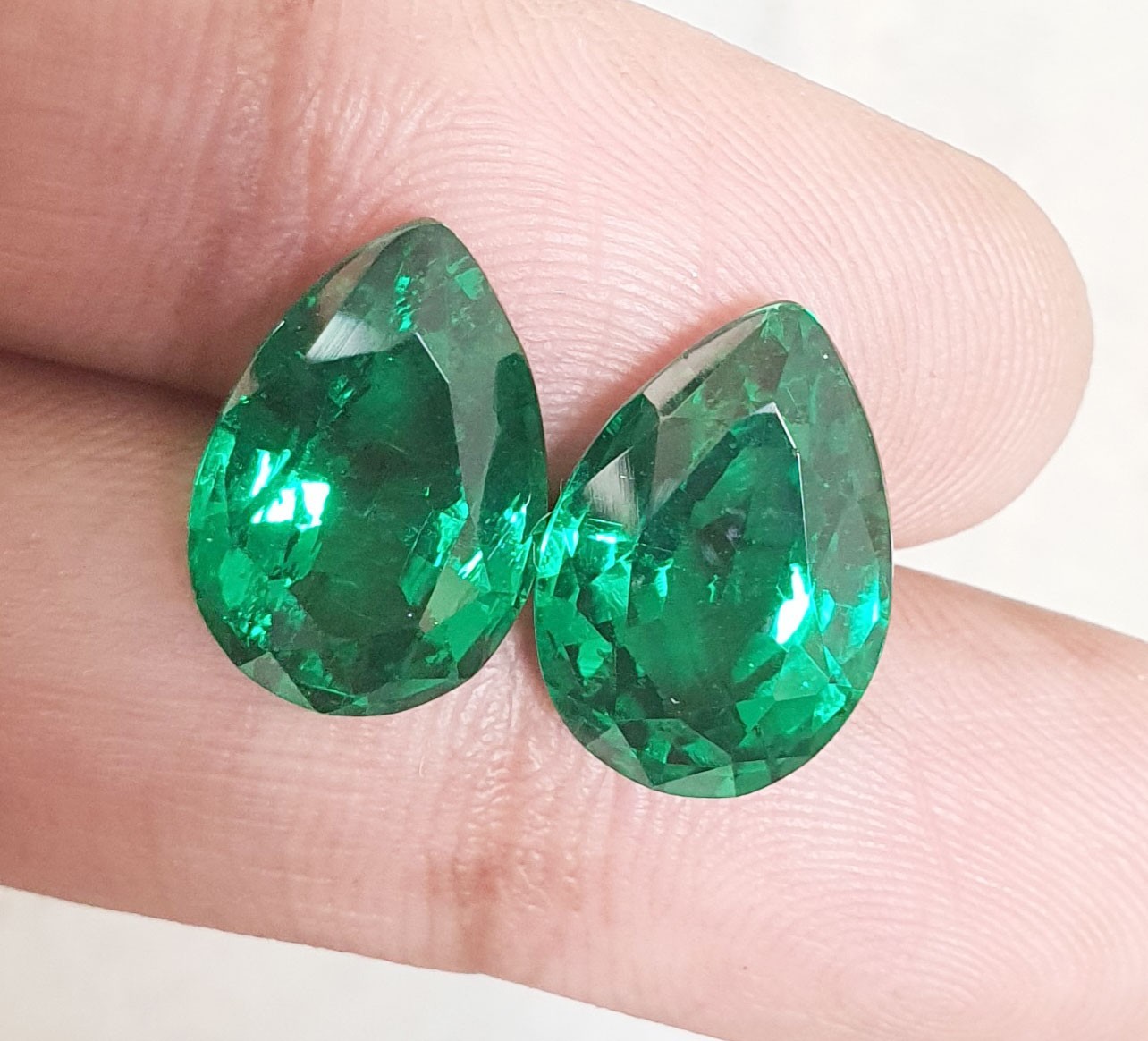 21 Ct Gorgeous Green Zambian Emerald Matching Pair Pear Cut AAA Loose Gemstone