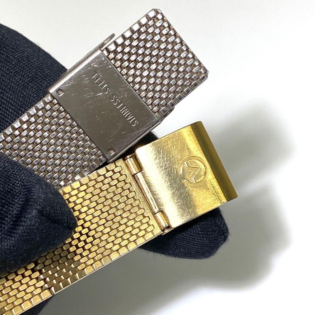 AUREOLE Wristwatch Square Mesh Bracelet Gold Authentic From Japan