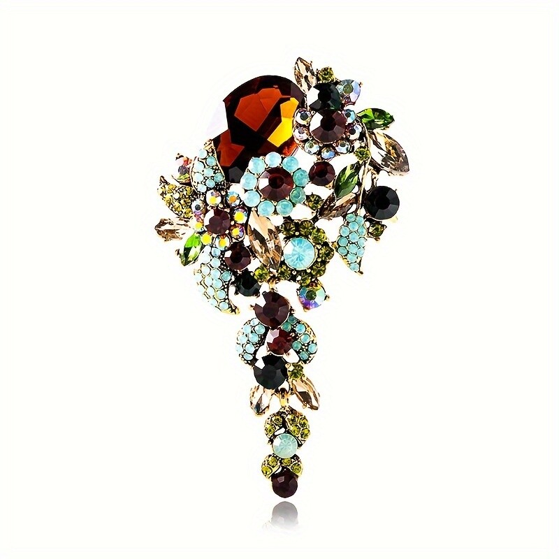 1pc Elegant Zinc Alloy Brooch with Rhinestone and Glass Crystal Accents