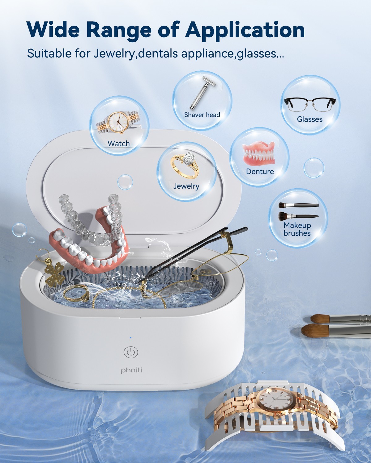 Ultrasonic Jewelry Cleaner Denture Glass Watch Ring Bath Tank Cleaning Machine