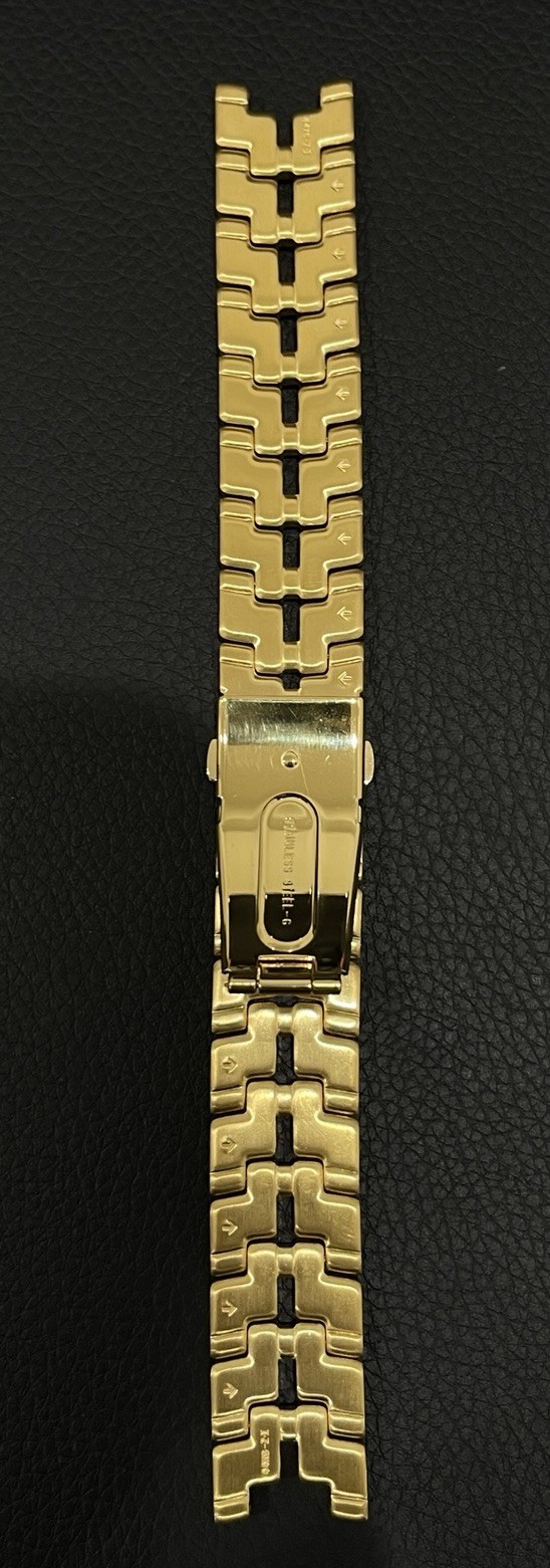 Seiko Yellow Tone Watch Band H-Link Bracelet Push Button Deployant Clasp