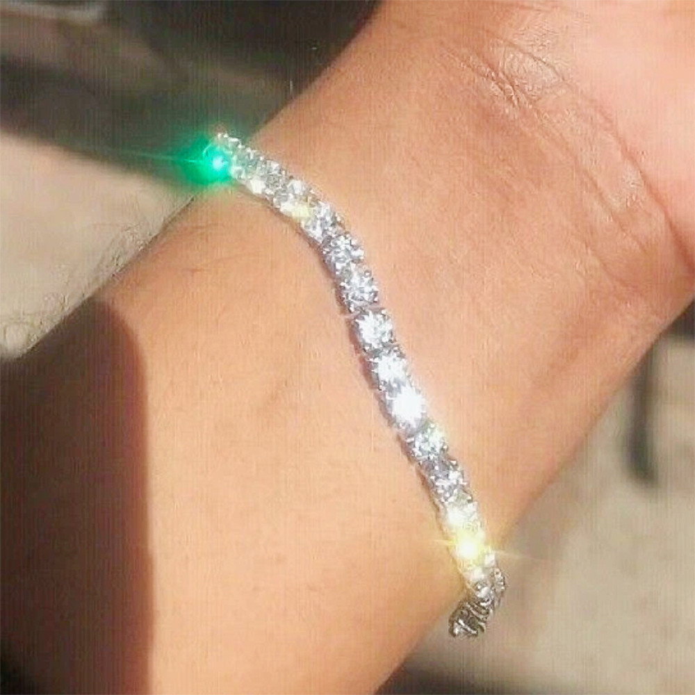 Dazzling 925 Sterling Silver Lab Grown Diamond 5.2ct Round Bracelet Certified