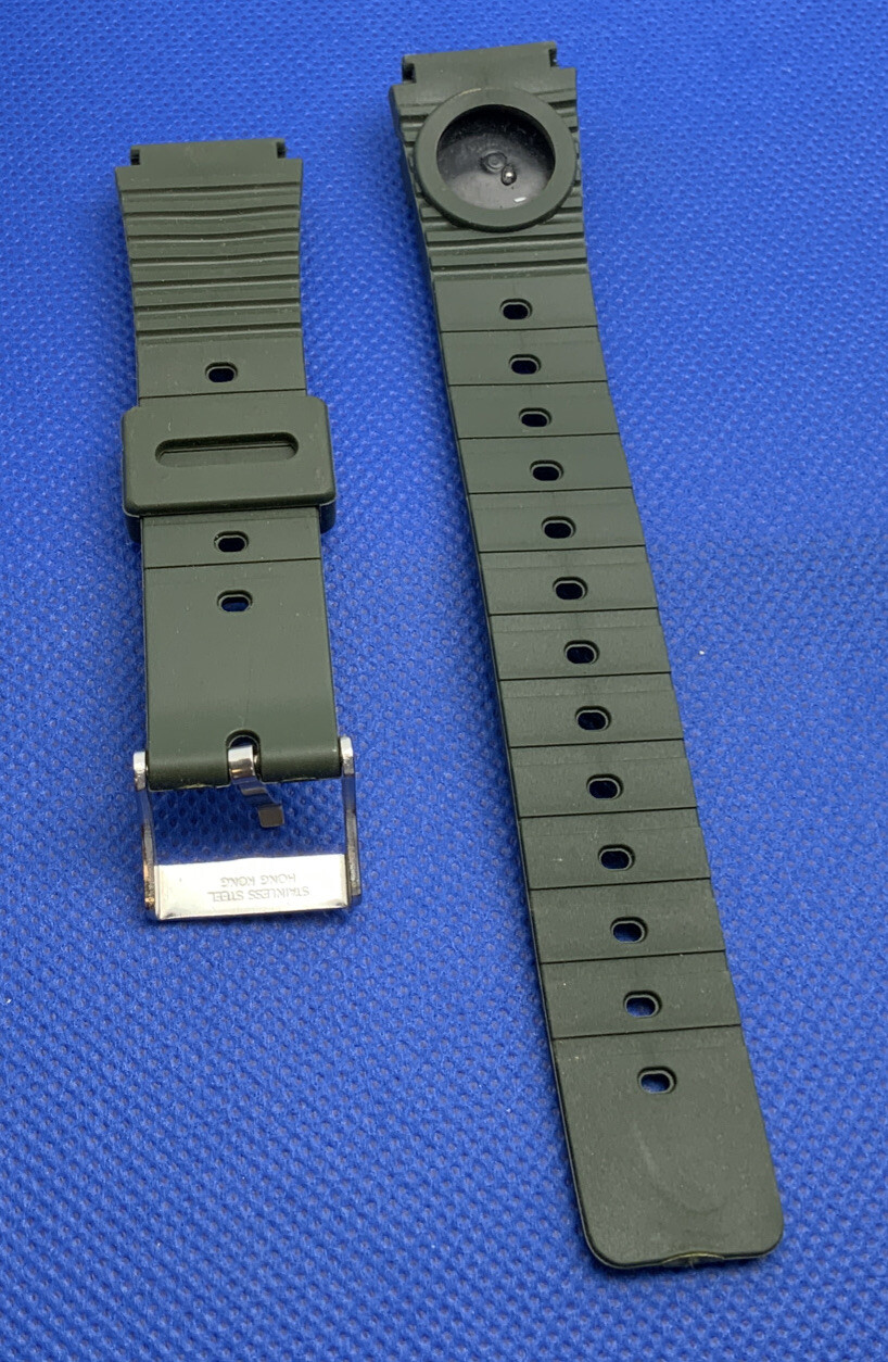 Camouflage Diver Style Rubber Strap With Compass S/S Buckle 18 mm # 94 NOS PS