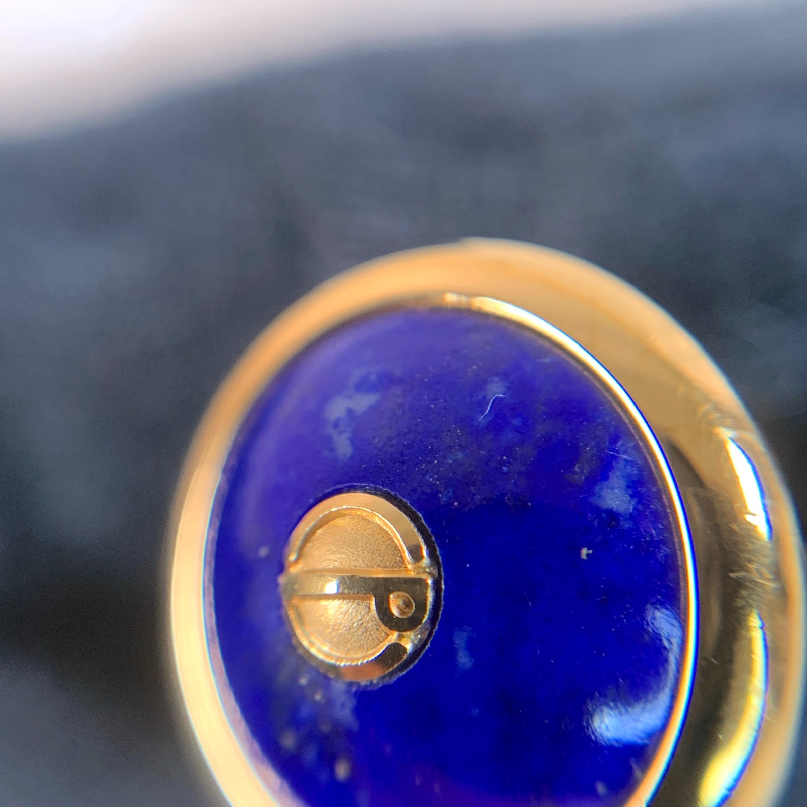 Vintage Dunhill Cufflinks Blue Lapis Lazuli Gold Finish