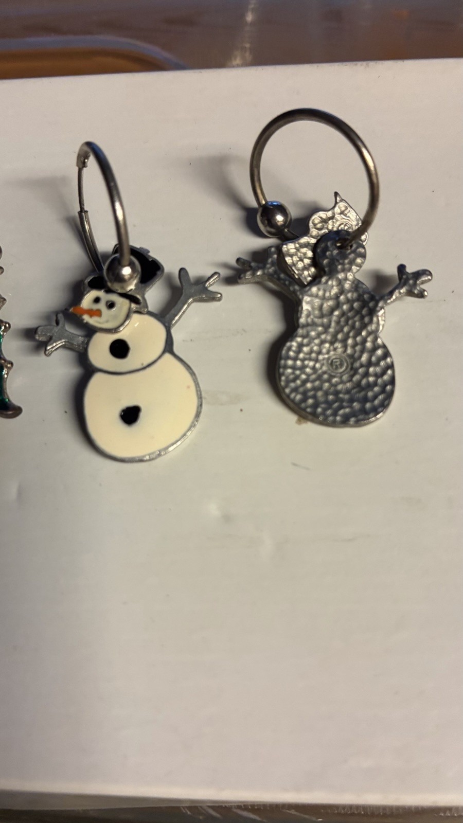 Signed snowman earrings