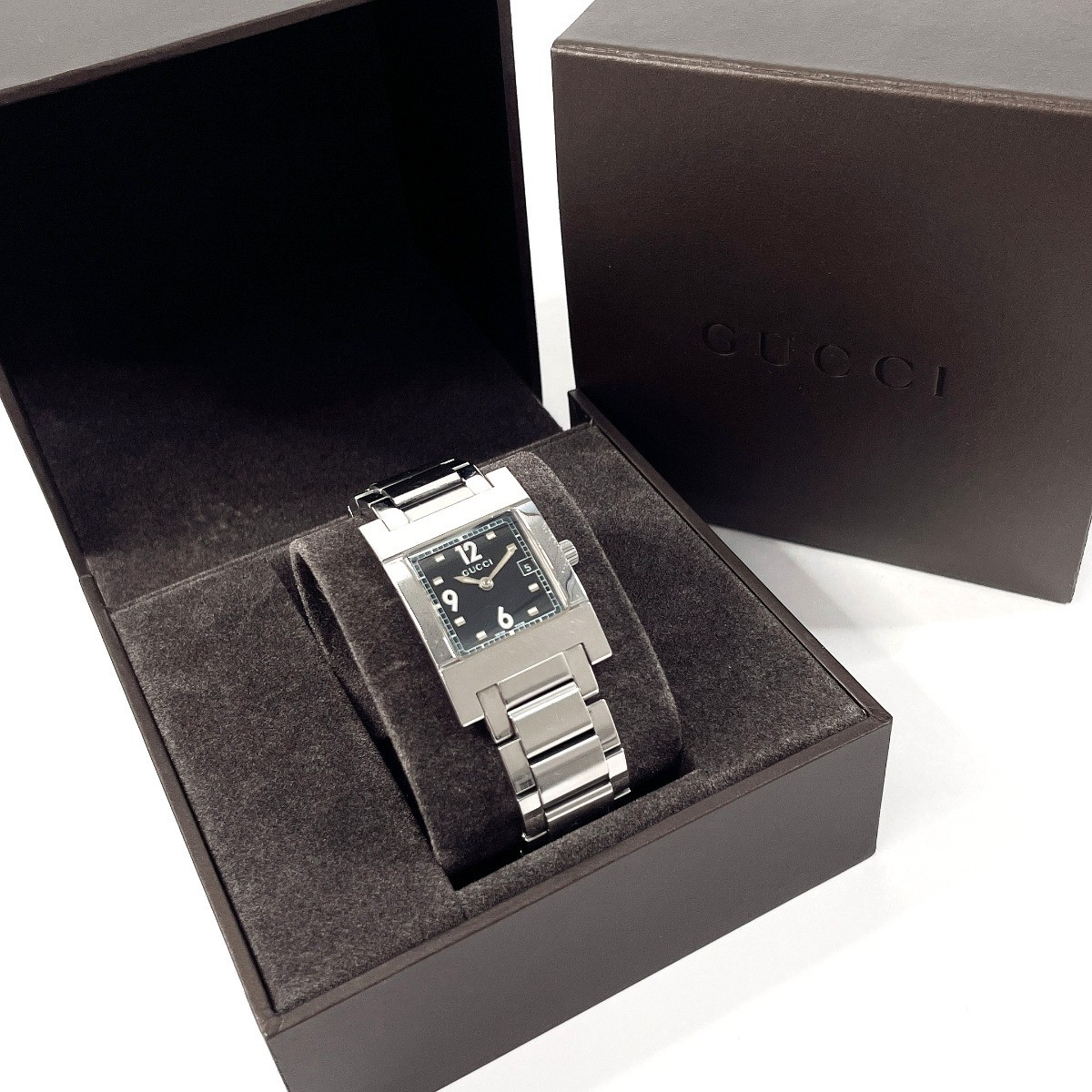GUCCI GUCCI Watch 7700L Stainless Steel Silver Quartz Square Face with Box