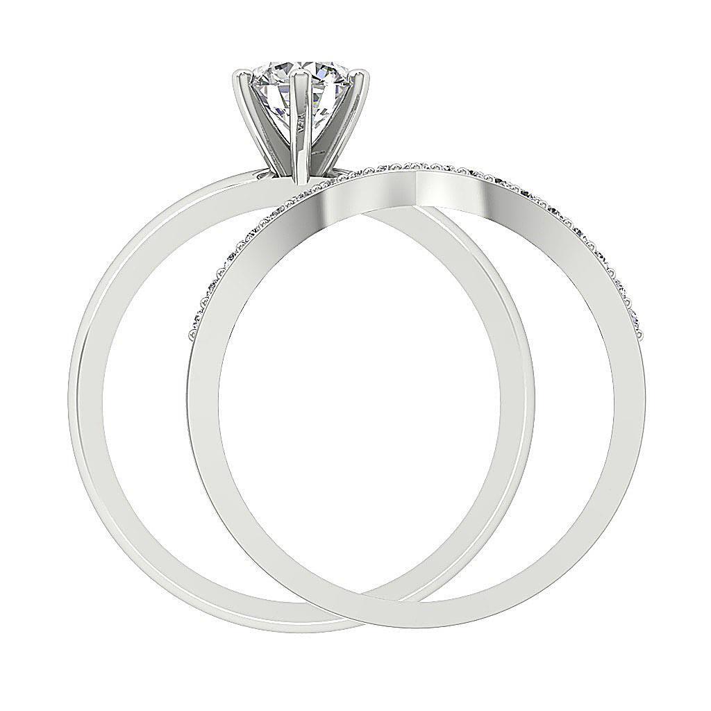 I1 G 1.10 Ct Natural Diamond 14k White Gold 11.00MM Bridal Anniversary Ring Set