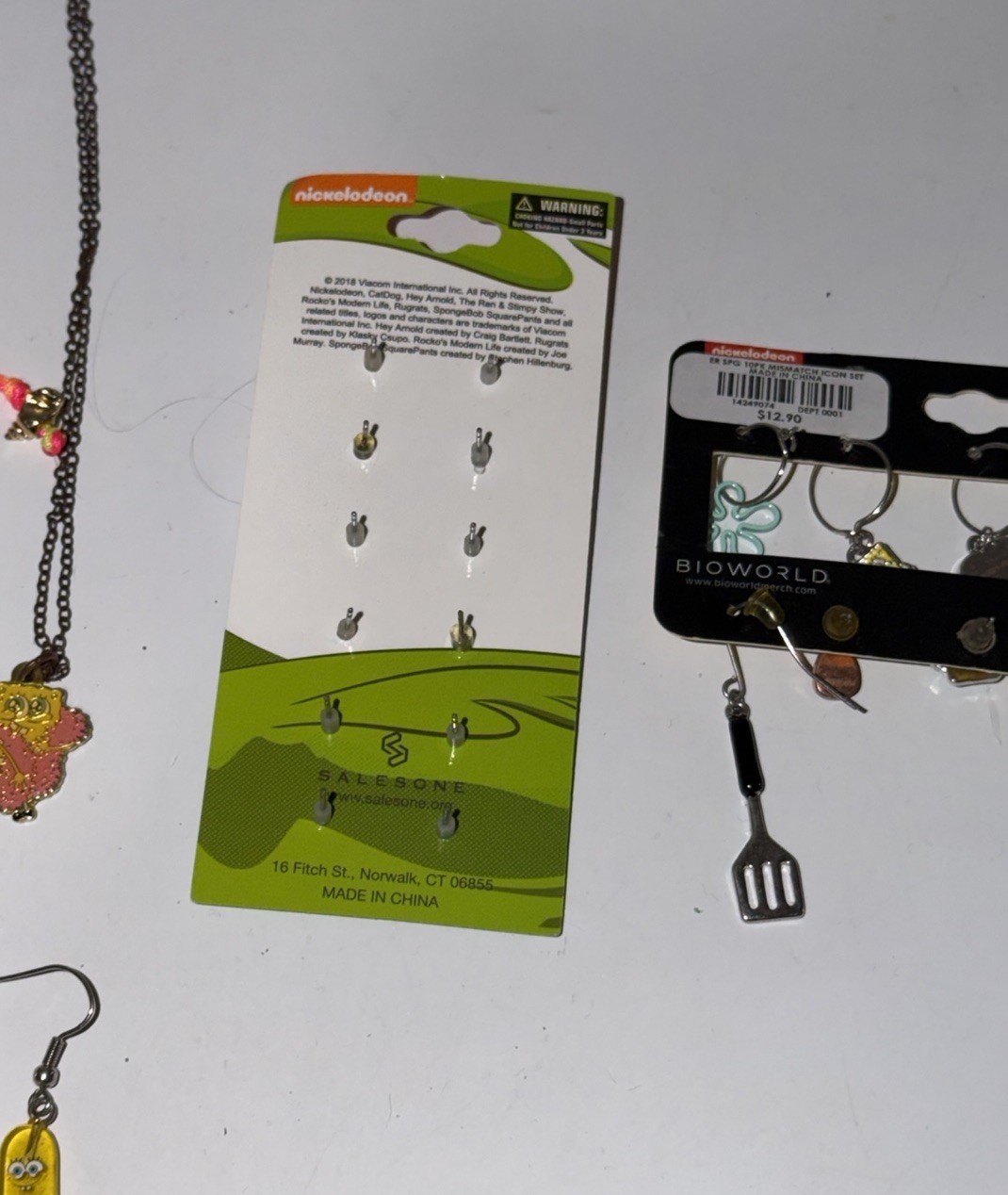 Hot Topic Big Lot SpongeBob SquarePants Jewelry Earrings Necklace Bracelet Nick