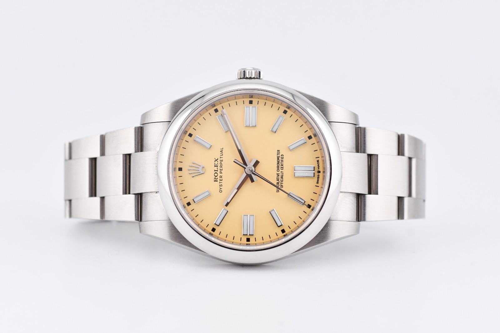 Rolex Oyster Perpetual 41mm Ref. 124300 Custom Beige Dial Box and Paper