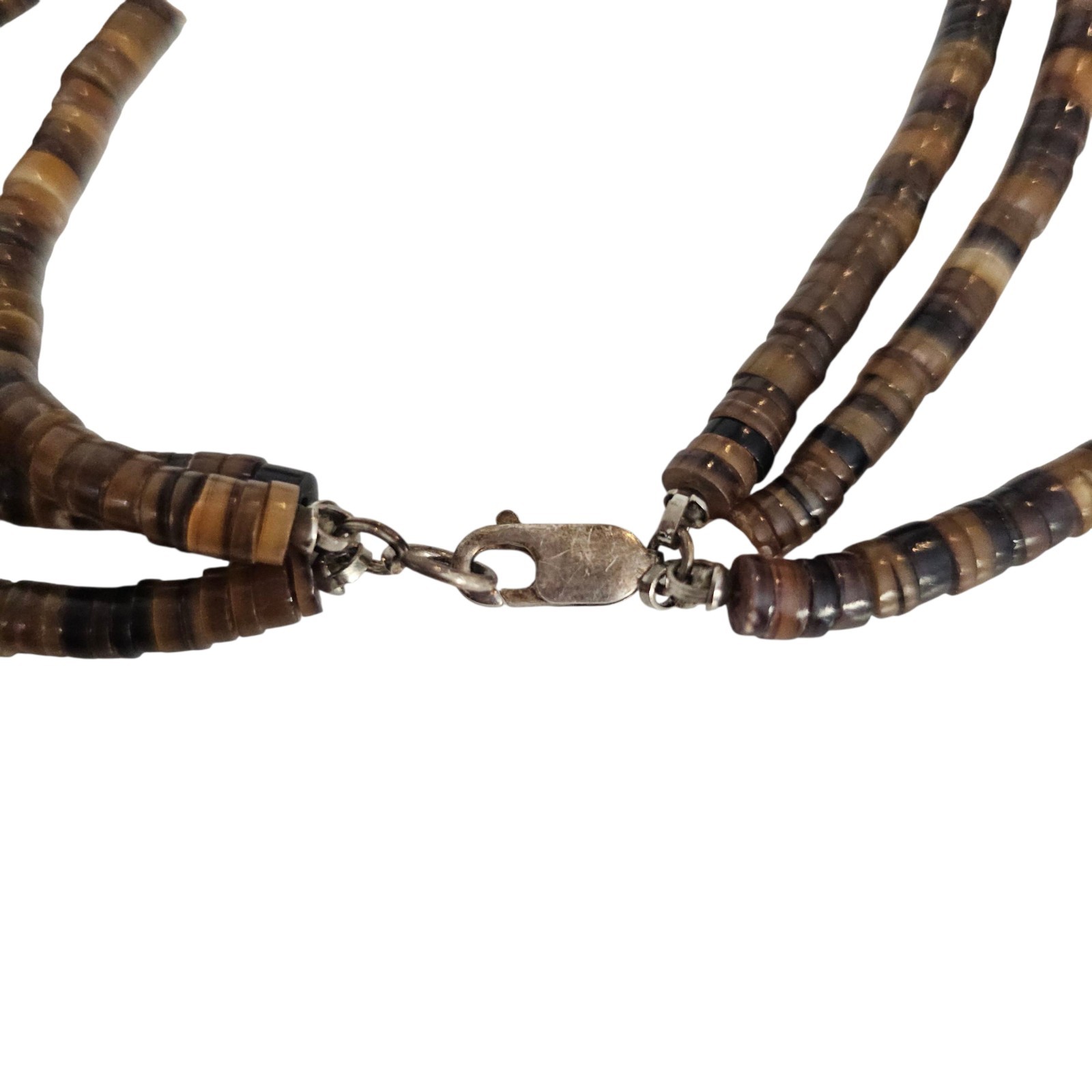 Santo Domingo Native American 3 strand Turquoise Shell Tab Necklace 32 In