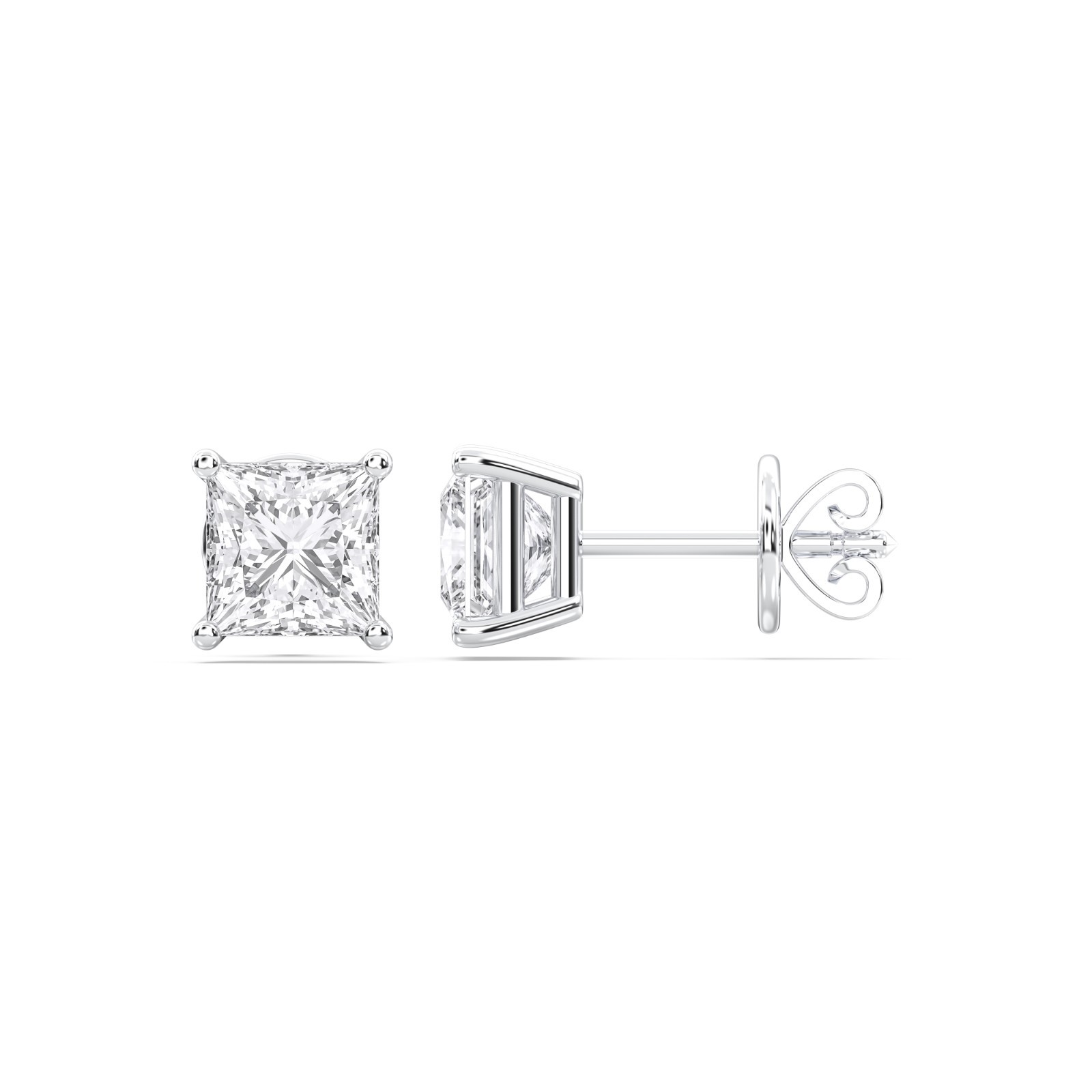 0.50Ct Princess Cut Lab Grown Diamond Stud Earring 10K 14K 18K & 925 Women Gift