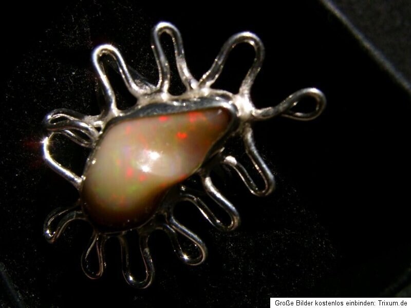 CeS Ring with XL Fire Opal Nugget from Mexico, Mexican Opal