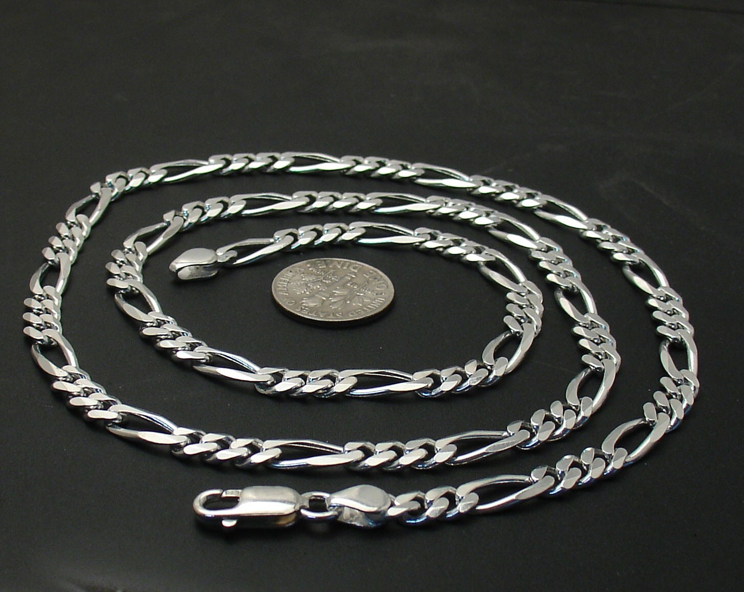 24″ Italian Royal Figaro Link Chain Necklace Real Solid 925 Sterling Silver