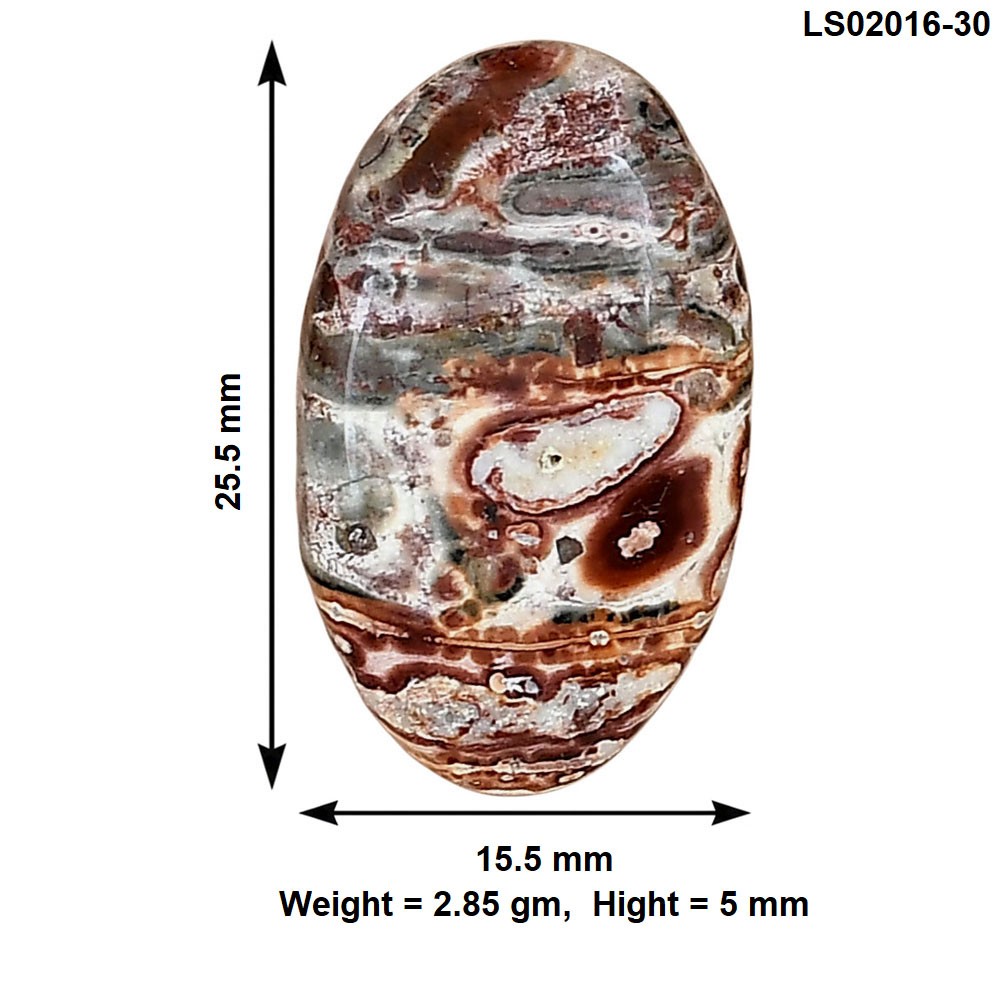 Natural Leopard Skin Jasper 25.5×15.5×5 mm Oval Polished Gemstone LS02016-30