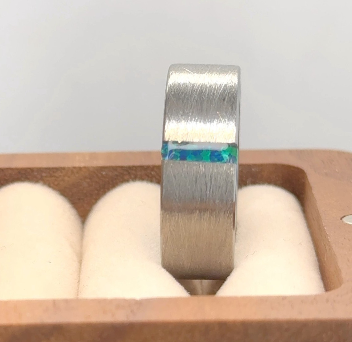 Pipe Cut Tungsten Wedding Rings Opal Engagement Ring Ice Brushed Lime Opal Ring