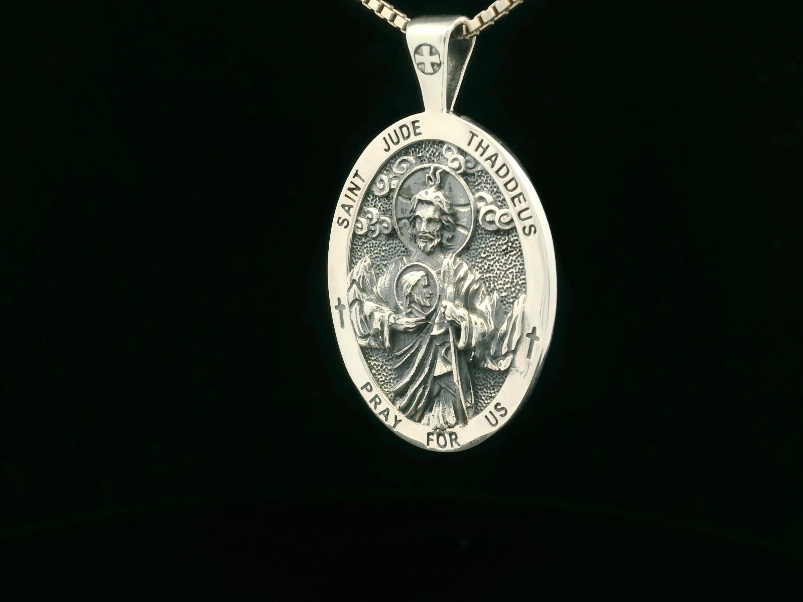 925 Sterling Silver Two-Sided Saint Jude Necklace