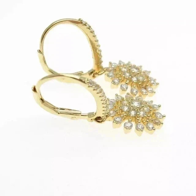 2Ct Round Lab Created Diamond Women’s Drop Dangle Earring 14k Yellow Gold Plated