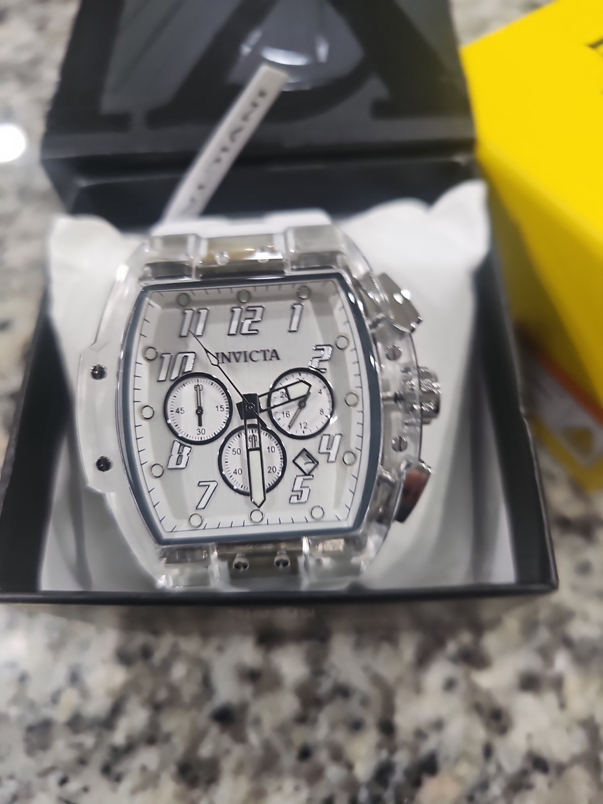 Retail $349.00 Invicta S1 Rally Crystal Chronograph Men’s 47mm Clear Case White