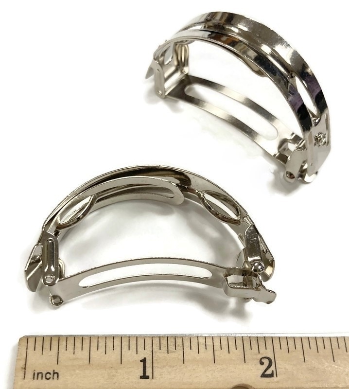 VINTAGE STAMPED “MADE IN FRANCE” SILVER PONY TAIL 52mm. HAIR CLIP BARRETTE 1208
