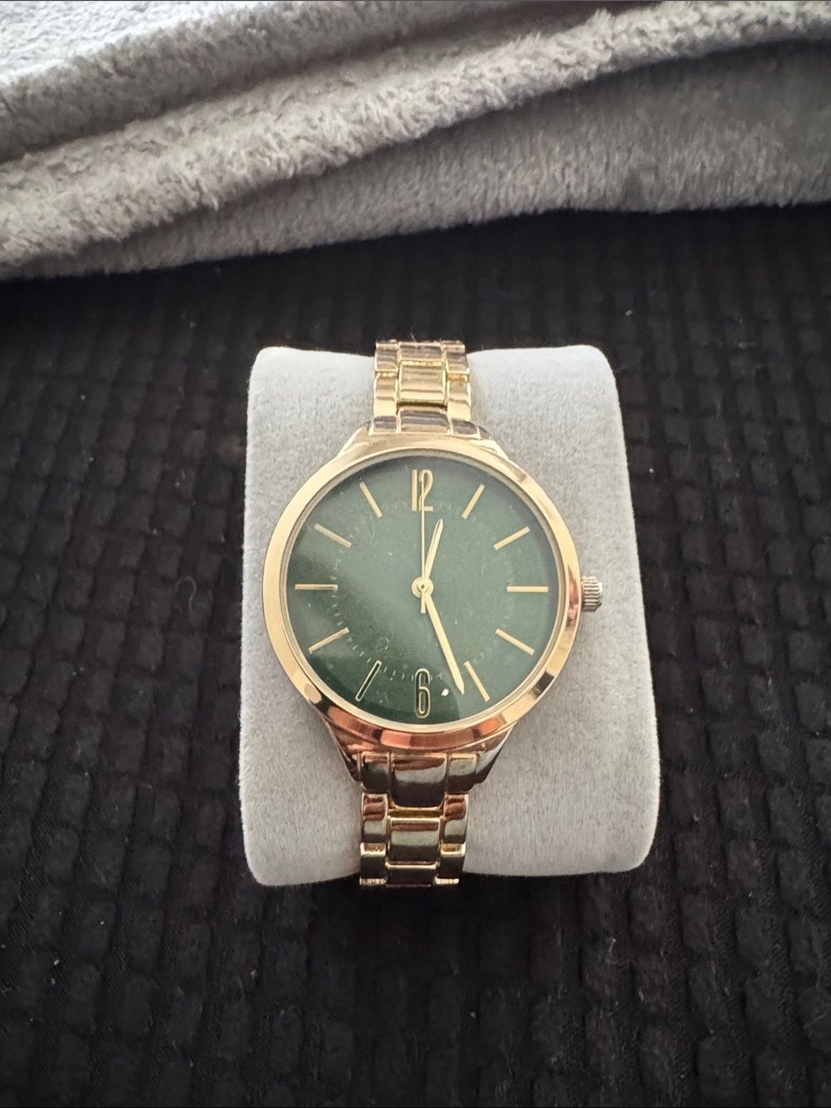Gold Bracelet Watch with Green Dial