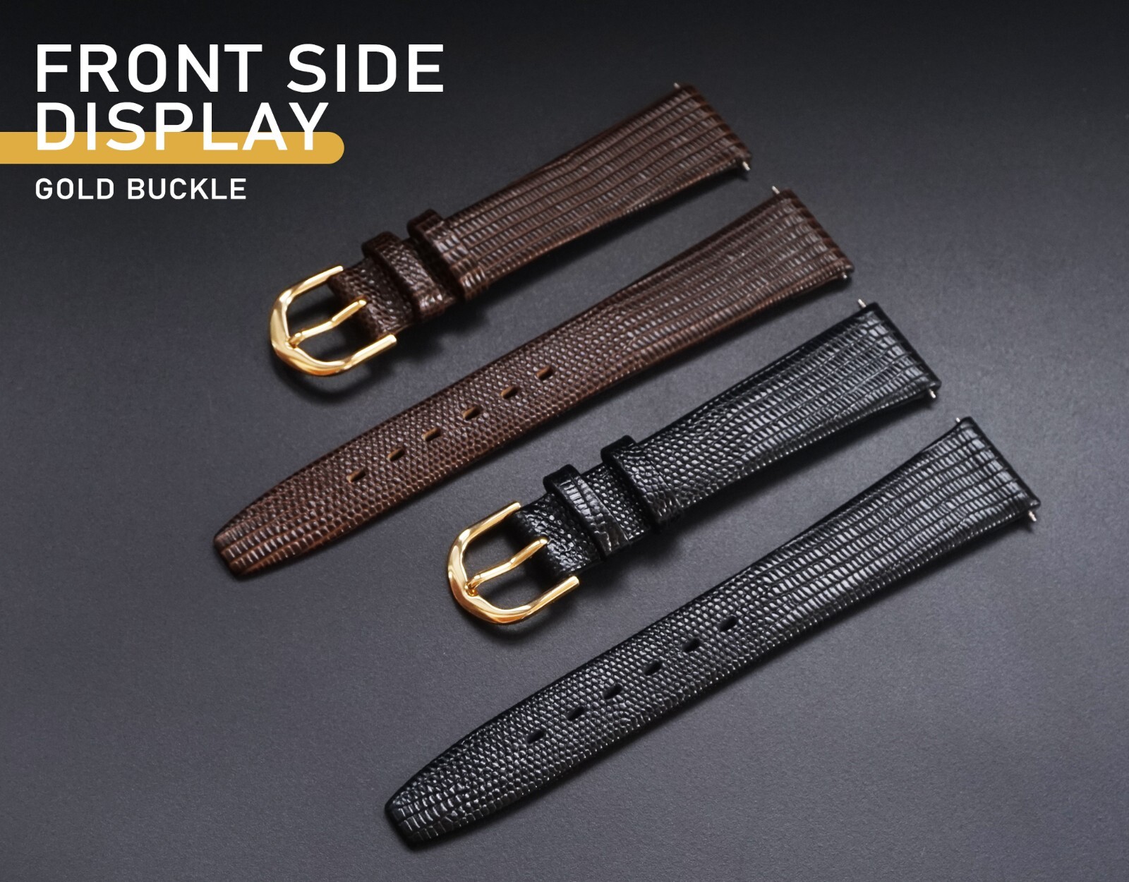 12 14 16mm 17mm 18mm 19mm 20mm Watch Band Strap Lizard Calf Leather Black Brown
